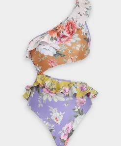 Zimmermann Pattie Cut Out Frill One Piece In Spliced