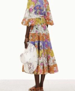 Zimmermann Pattie Wrap Midi Dress In Spliced