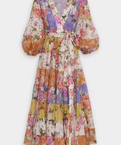 Zimmermann Pattie Wrap Midi Dress In Spliced