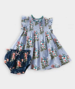 Pink Chicken Stevie Dress Set In Faded Blue Franken Floral Just In