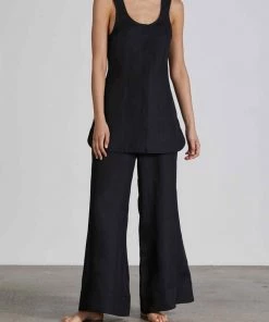 Bondi Born Pemba Organic Linen Mini Dress In Black