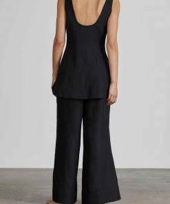 Bondi Born Pemba Organic Linen Mini Dress In Black