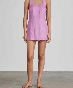 Bondi Born Pemba Organic Linen Mini Dress In Helio