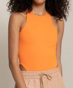 A.L.C. Pierce Knit Bodysuit In Orange Twist