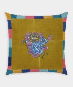 Lisa Corti Pillow Cover 45x45 Big Check In Olive Green