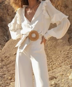 Andres Otalora Just In Pilon De Azucar Ruffled Blouse In White