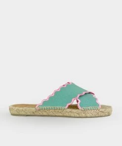 Castañer Piula Flat Sandal In Verde Agua Just In