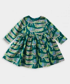 Pink Chicken Just In Songbird Dress In Evergreen Peacocks