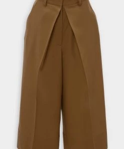 JW Anderson Just In Pleat Front Wide Leg Cropped Trousers In Camel