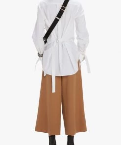 JW Anderson Just In Pleat Front Wide Leg Cropped Trousers In Camel