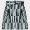 Matthew Bruch Pleated Cotton Twill Short In Aqua Black