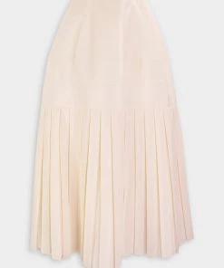 Gia Studios Just In Pleated Midi Skirt In Cream