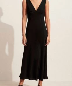 Matteau Plunge Slip Dress In Black