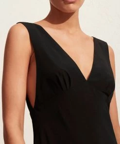 Matteau Plunge Slip Dress In Black