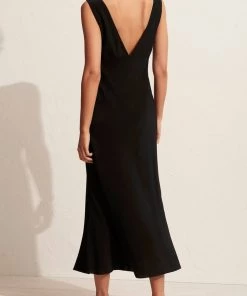 Matteau Plunge Slip Dress In Black