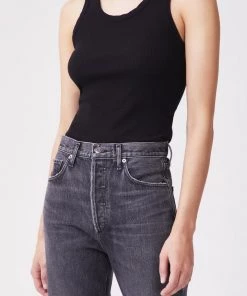 AGOLDE Just In Poppy Scoop Neck Tank In Black
