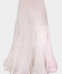 ZIMMERMANN Postcard Pleated Long Skirt In Ivory