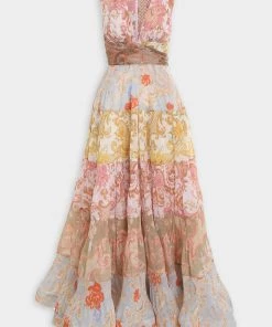 ZIMMERMANN Postcard Pleated Midi Dress In Spliced