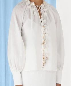 ZIMMERMANN Featured Designers Postcard Shell Blouse In Ivory