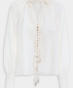 ZIMMERMANN Featured Designers Postcard Shell Blouse In Ivory