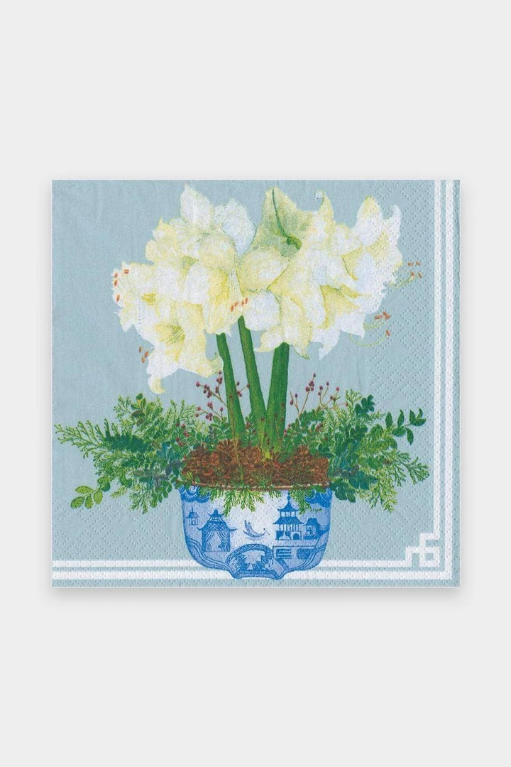 Caspari Potted Amaryllis Paper Luncheon Napkins In Pale Blue Home & Beauty 1 Caspari Potted Amaryllis Paper Luncheon Napkins In Pale Blue Home & Beauty