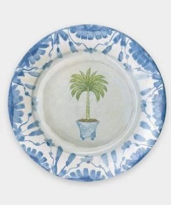 Caspari Potted Palms China Paper Dinner Plates