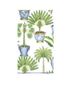 Caspari Home & Beauty Potted Palms Paper Guest Towel Napkins In White