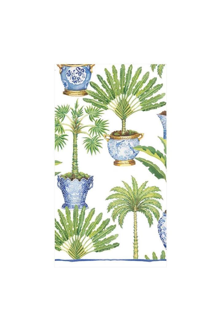 Caspari Home & Beauty Potted Palms Paper Guest Towel Napkins In White 1 Caspari Home & Beauty Potted Palms Paper Guest Towel Napkins In White