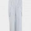 Tibi Just In Powder Nylon Pleated Cargo Stella Pant In Blue Grey