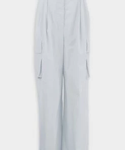 Tibi Just In Powder Nylon Pleated Cargo Stella Pant In Blue Grey