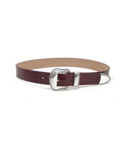 B-Low The Belt Bags & Accessories Villain Croco Belt Burgundy Silver
