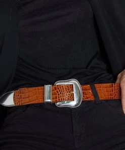 B-Low The Belt Bags & Accessories Villain Croco Belt Cognac Silver