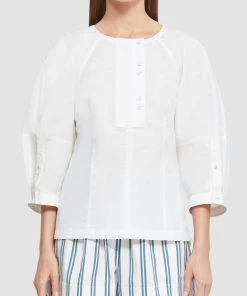3.1 Phillip Lim Puff Sleeve Cotton Poplin Top In Ivory