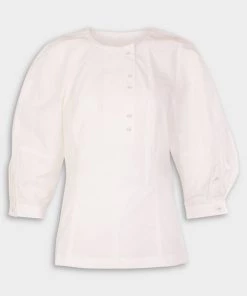 3.1 Phillip Lim Puff Sleeve Cotton Poplin Top In Ivory