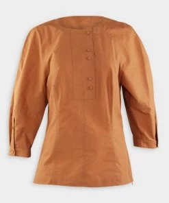 3.1 Phillip Lim Just In Puff Sleeve Cotton Poplin Top In Ochre