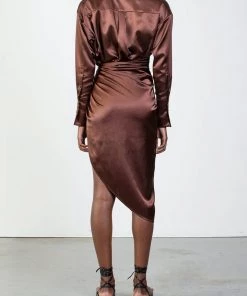 GAUGE81 Just In Puno Silk Dress In Brown