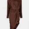 GAUGE81 Just In Puno Silk Dress In Brown