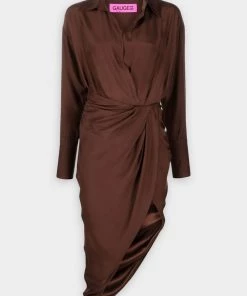 GAUGE81 Just In Puno Silk Dress In Brown