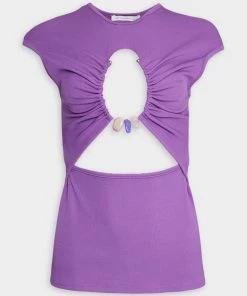 Christopher Esber Quartz Ruched Top In Amethyst