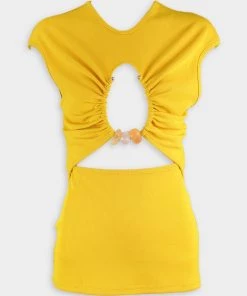 Christopher Esber Just In Quartz Ruched Top In Solace