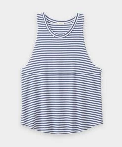 EBERJEY Quincy Muscle Tank Top In Blue Indigo