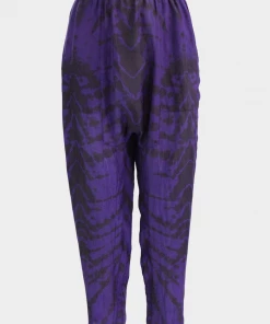 Raquel Allegra Ultra Violet Butterfly Vintage Washed Silk Sunday Pant