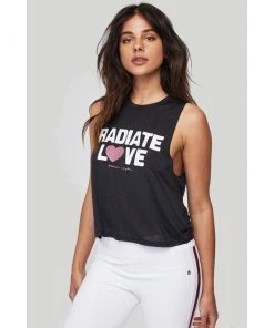 Spiritual Gangster Activewear Radiate Love Crop Tank Vintage Black
