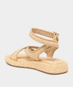 Gia Borghini Raffia Ankle Strap Flat Sandals In Natural Just In