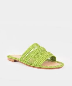 Melocotton Just In Raffia Flat Cut Out Sandal In Green