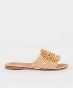 Melocotton Raffia Rope Flower Slide Sandal In Natural