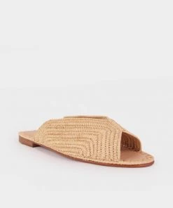 Melocotton Raffia Rope Peep-Toe Flat Sandal In Natural