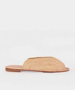 Melocotton Raffia Rope Peep-Toe Flat Sandal In Natural