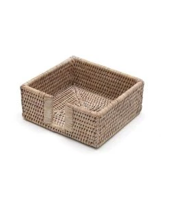 Caspari Rattan Cocktail Napkin Holder In White Natural