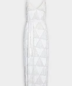 Retrofete Just In Rebecca Dress In White Fringe